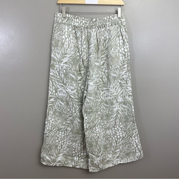 Christian Siriano Linen Wide Leg Pants Tropical Print High Waist Size M Vacation - Picture 3 of 10